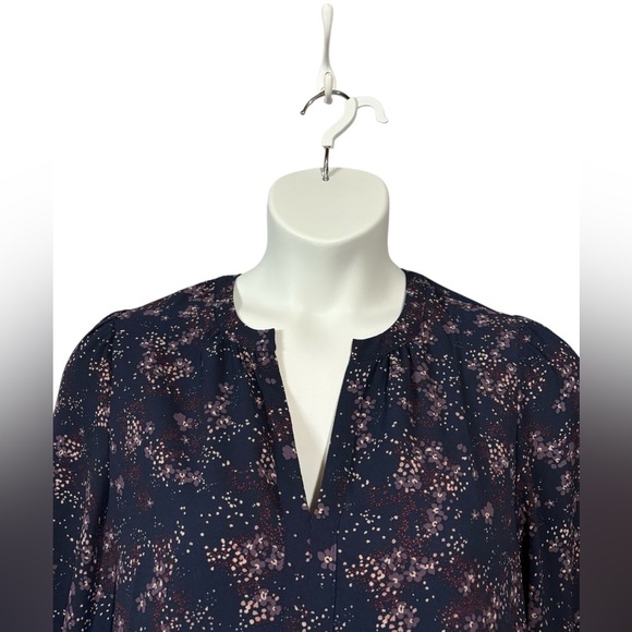 NWOT, Reitmans, Elegant Floral Long-Sleeve Tunic, XL, Navy, Purple, White - Picture 3 of 8